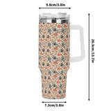 Stainless Steel 40oz (1L) Tumbler - Peach Floral