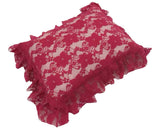Mini Lace Ruffle Pillow - Cherry