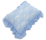 Mini Lace Ruffle Pillow - Sky